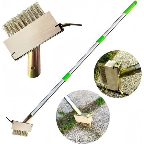 Désherbeur de fissures, outil de désherbage manuel, outil d'extraction de mousse avec long manche réglable en acier inoxydable pour terrasse, pavé, patio, allée, fissure (1/4)