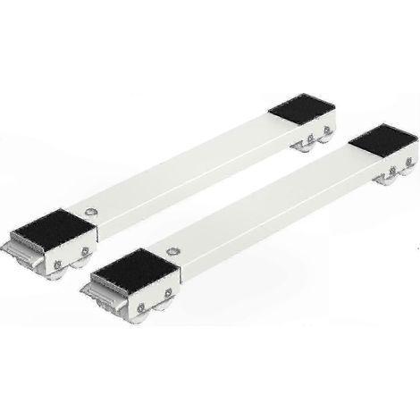 Lot de 2 roulettes de déplacement pour appareils électroménagers (lave-linge, sèche-linge, réfrigérateurs, congélateurs) jusqu'à 300 kg, avec freins et 24 roues, blanches (1/4)