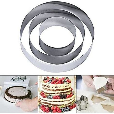 3pcs Cercle à Pâtisserie,Acier Inoxydable,Diamètre 20cm 15cm 10cm,Réutilisable,Four Lave-vaisselle,Cuisine Domestique (1/4)