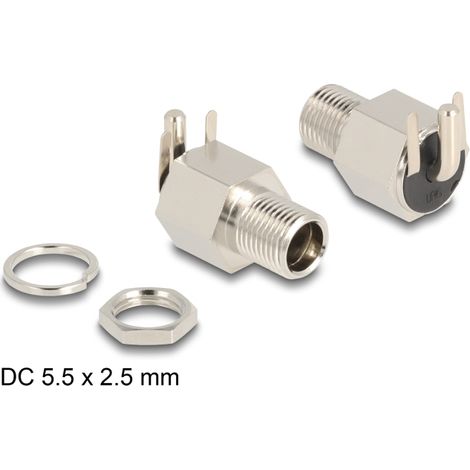 Delock Conector DC 5,5 x 2,5 mm hembra para soldar sesgado - Hexagonales 20 V / 10 A