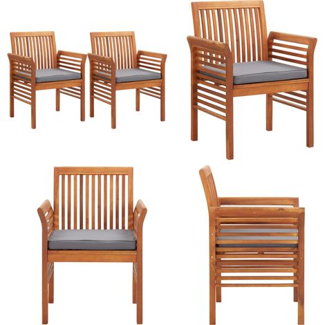 Chaises à dîner de jardin et coussins 2pcs Bois d'acacia massif - chaise de salle à manger - chaises de salle à manger - Home & Living (1/5)