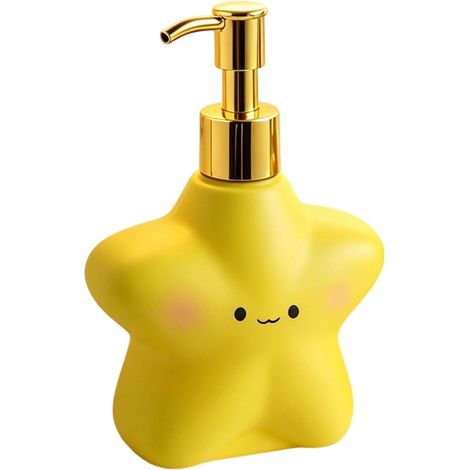 Distributeur de liquide rechargeable en forme d'étoile de dessin animé avec pompe en plastique, flacon vide pour gel douche, lotion pour salle de bain 400 ml (1/5)