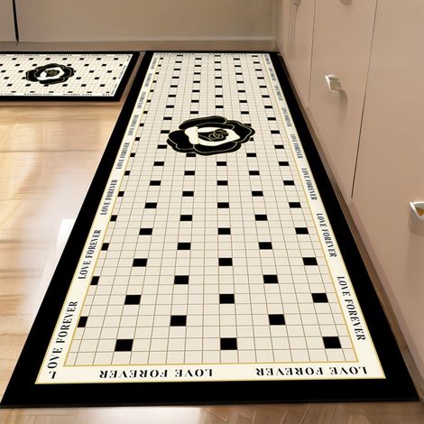 Ede Grille de style américain - 1 5080cm terre de diatomées Tapis de cuisine, tapis de sol absorbant en terre de diatomées, facile à nettoyer, tapis rectangulaire antidérapant pour usage domestique (1/5)