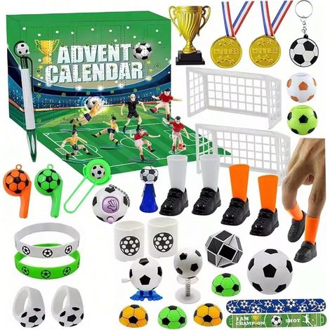Adventskalender mit Fußballmotiv, 24-tägiger Countdown bis Weihnachten mit Fußballfeld, ideal als Gastgeschenk und Überraschungsgeschenk (1/3)