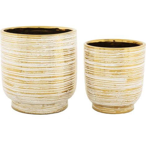 Vasi decorativi mauro ferretti oro ceramica 18 e 22 cm