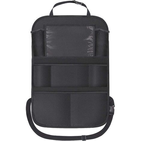 Autositz Organizer Premium [2er Set] Schwarz I Rückenlehnenschutz inkl. Tabletfach I Wasserabweisend [600D Oxford] Kinder Rücksitz Organizer  Universal + knitterfreie Rückseite