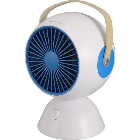 Mini radiateur soufflant 1300 W silencieux à température constante et à chauffage rapide, portable, idéal pour une chambre ou un bureau (100-240 V, blanc et bleu, prise européenne). (1/5)