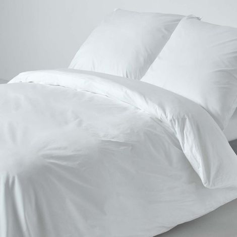HOMESCAPES Parure de lit Blanc  100% coton Egyptien 200 Fils 155 x 220 cm