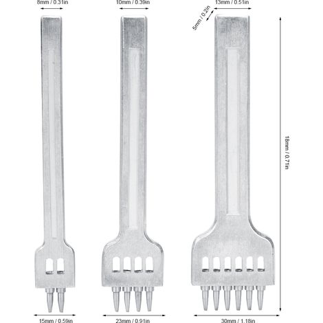 Kit haut de gamme pour le travail du cuir, comprenant un emporte-pièce rond pour la couture à la main, des outils pour enfiler et perforer les ceintures en cuir (diamètre des trous : 1 mm). (1/5)