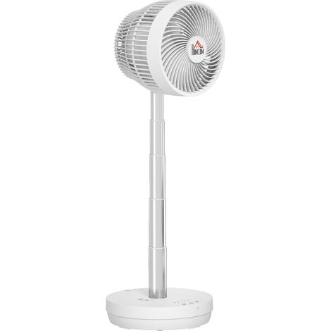 Ventilateur de bureau rechargeable USB avec télécommande, inclinaison et hauteur réglables, blanc