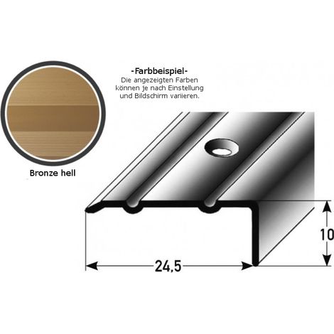 Winkelprofil "Salerno" / Winkelprofil 24,5 mm Typ: 88/89 (Aluminium eloxiert, gebohrt oder selbstklebend) -bronze hell-2000-gebohrt-10 mm