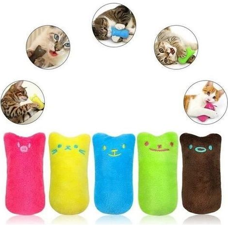 Jouets pour chat - MAVURA - Ensemble de 5 coussins à herbe à chat - Interactif - Coloré - Tissu (1/4)