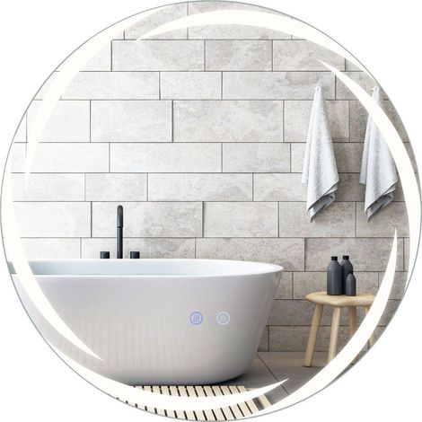 LED-Badezimmerspiegel, Ø 60 cm, beschlagfrei, dimmbar, 3-farbige Beleuchtung