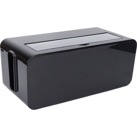 Boîte de rangement pour prises électriques, sûre, anti-poussière, organiseur de câbles, en plastique, pour la maison, format moyen, noir. (1/5)