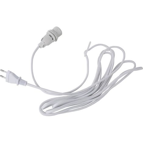 Star Trading Douille de lampe E14 'Lacy' avec fiche, blanc, câble textile, 350cm