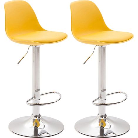 Set di 2 sgabelli da bar con poggiapiedi in plastica gialla e PVC struttura in metallo cromato 100006053