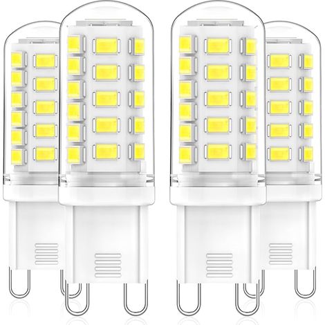 Ampoules G9 LED 3W Équivalent 33W 40W 50W G9 Halogène Lampe, Banc Froid 6000K, 520LM, 360 Degrés, Sans Scintillement, CRI 83+, AC/DC 220-240V, Non Dimmable, Paquet de 4 (1/5)