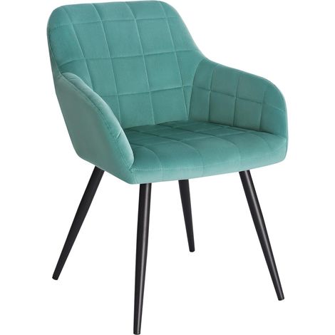 WOLTU 1 x Sillas de Comedor Nordicas Estilo Vintage Juego de 1 Silla de Cocina Silla Tapizada con Reposabrazos Tapizadas en Terciopelo Estructura de Metal Turquesa (1/5)