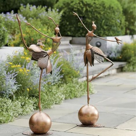 Statue ornementale de danseuse en fer – Imperméable et résistant aux UV – Hauteur 30 cm – Décoration de jardin artistique