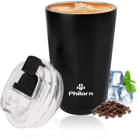 Thermobecher Kaffee to go Becher Schwarz 380ml Deckel auslaufsicher (1/5)