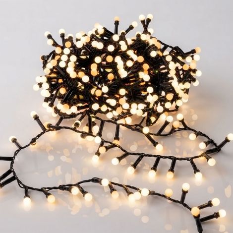 LED Lichterkette 10 m mit 500 mini Kugeln mit Timer - warm weiß - Kugellichterkette mit Stecker für Außen und Innen mit 8 Funktionen
