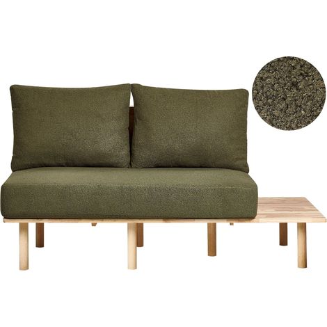 Sofa 2 Seater SALO Boucle Dark Green with Tables