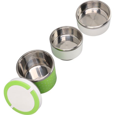 Boîte à lunch isotherme empilable en acier inoxydable, étanche et conservant la fraîcheur, idéale pour les fêtes (vert). (1/5)