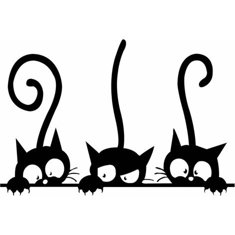 1 pcs Trois Chats rigolos Autocollant Mural Sticker PVC Créatif Imperméable Amovible Décorations Stickers Muraux Art Mural Wall Sticker Salon Chambre Chambre d'enfants 30  20CM，Superma