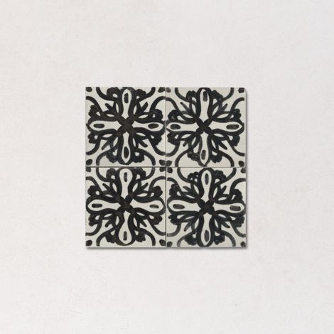 Carrelage Imitation Carreaux de Ciment MEMORIA Tappeto 4 Nero 15x15cm