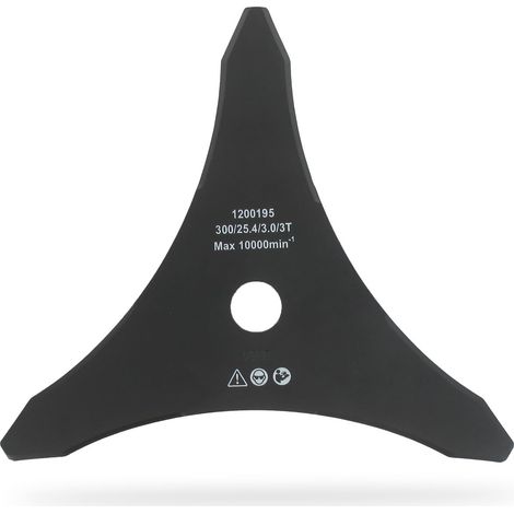 Lame 3 Dents Débroussailleuse - Largeur de Coupe : 300 mm - Epaisseur 3 mm - Alésage - 25,4 mm (1/5)