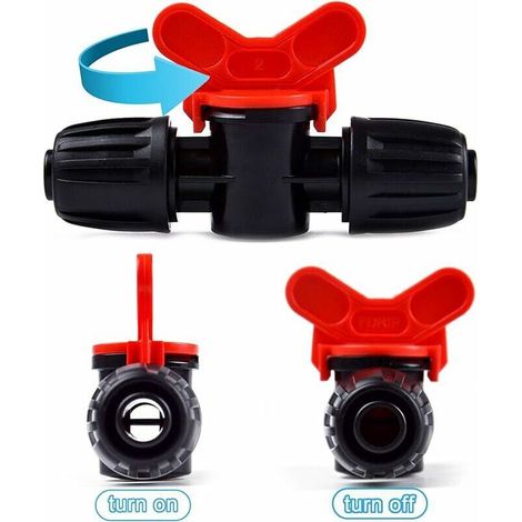 20 pezzi di valvole di commutazione per irrigazione a goccia per tubi di irrigazione in PE da 16 mm, valvole a innesto rapido con bloccaggio, connettori per tubi, valvola da giardino a innesto rapido (1/4)