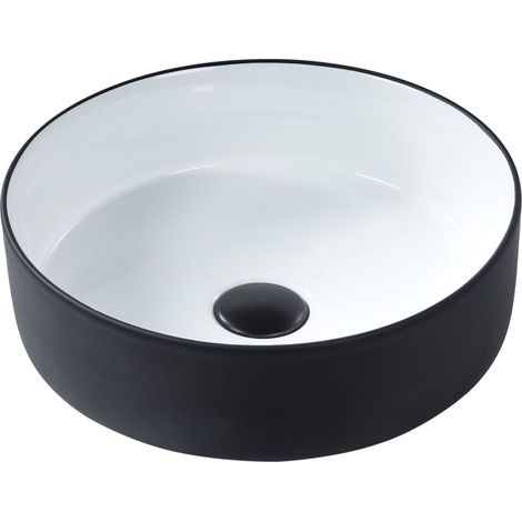Aufsatzwaschbecken CALIG ⌀ 36 cm Keramik Schwarz / Weiß