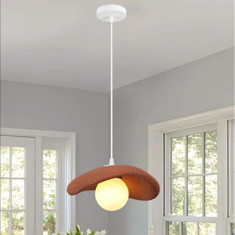 Lustre Suspension Vintage,30cm G9 Lampe de Plafond Industriel Abat-jour en Ciment Retro Orange Luminaire ,Lumière chaude (1/5)