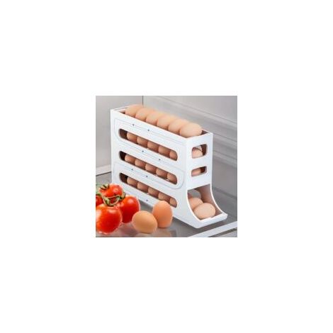 Conservazione delle uova, Dispenser per uova da frigorifero, Dispenser per uova a 4 livelli per frigorifero, Dispenser per uova su ruote per frigorifero, Vassoio per uova salvaspazio (bianco) - Crezuo