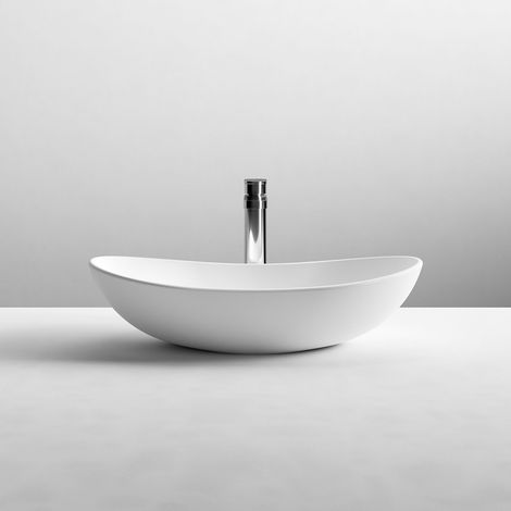 Nuie Vessel Oval Sit-On Countertop Basin 615mm Wide - Matt White (1/3)
