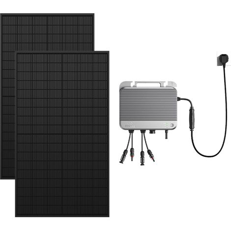 Zendure SolarFlow 800 – 800W Balkonkraftwerk Komplettset mit Mikrowechselrichter, direkt an Steckdose betreibbar, mit 450W x2 bifaziale Solarmodule inkl. Zubehör