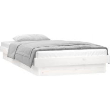 LED Bed Frame without Mattress White 90x200 cm Solid Wood vidaXL (1/4)