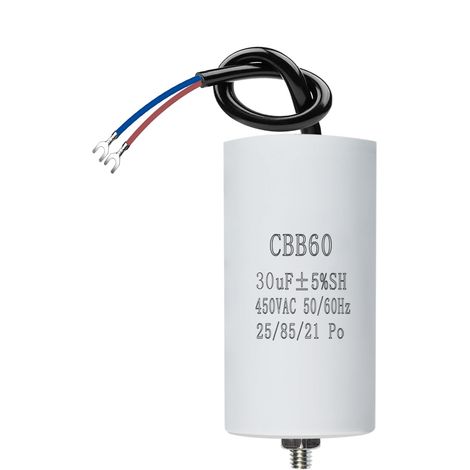 450V 30µF 50/60HZ ANGEEK Condensateur,Condensateur de démarrage,Condensateur de moteur,condensateur cbb60,condensateurs,avec fils M8,50x106mm,30UF,Pour moteur,Pompes de piscine,Fendeurs de bois(Lot de (1/5)