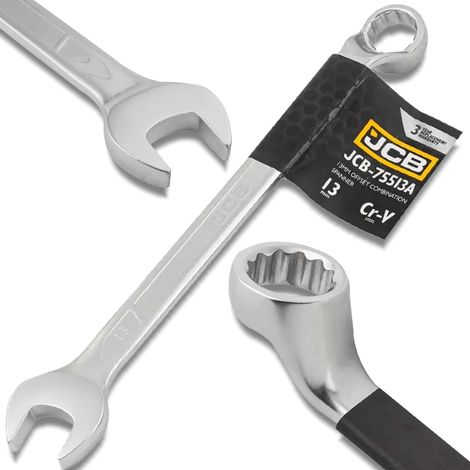 Clé à fourche double coudée à 75° JCB 13 mm Cr-V 12 pans (1/5)