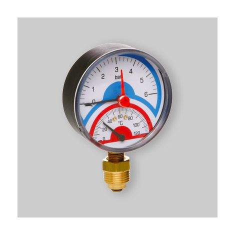 Termomanometro Radiale Attacco Laterale Ø 80 1/2" 0÷6 Atm 0÷120°C