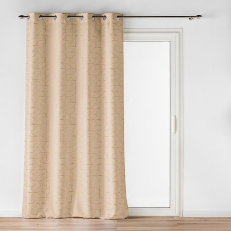 Rideau a oeillets 140 x 260 cm polyester imprime metallisé Louxor Beige (1/4)