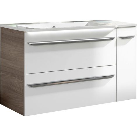 Fackelmann LUXOR Badmöbel Set 3-teilig 100 cm, Braun/Weiß + Unterschrank links"-"90213145 (1/5)