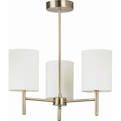 Endon Brio - Plafoniera a braccio multiplo a 3 luci semi-filo ottone antico, E14 (1/5)
