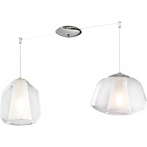 Lampadario moderno top light double skin 1176cr s2 s ab e27 led vetro sospensione