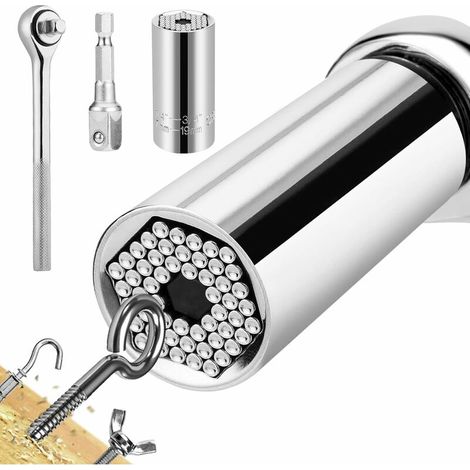 Clés à Douille Universelle 3Pcs 7-19MM, Douille Universelle, Haute Gualité CR-V, Multifonctionnel Outil à Main Clé Adaptateur Drill Outil de Réparation s'adapte à Toutes Les Formes Lefou (1/5)