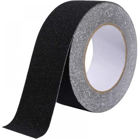 Adhesive Non-Slip Stair Treads, Friction, Abrasive for Safety, Ladder, Indoor, Outdoor, High Traction, 10cm x 10m, Black (1/5)