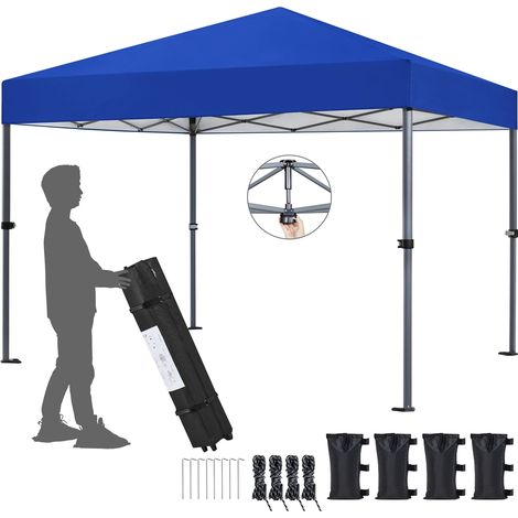 Homevive Cenador Plegable para Exterior 3x3M Cenador Plegable Pérgola Cuadrada con Diseño Pop-Up Resistente al Agua Altura Ajustable para Camp Playa Jardín Terraza Azul (1/5)