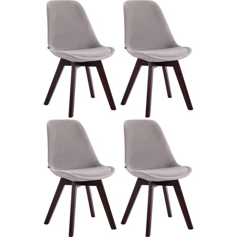 Set da 4 sedie Borneo in velluto grigio noce