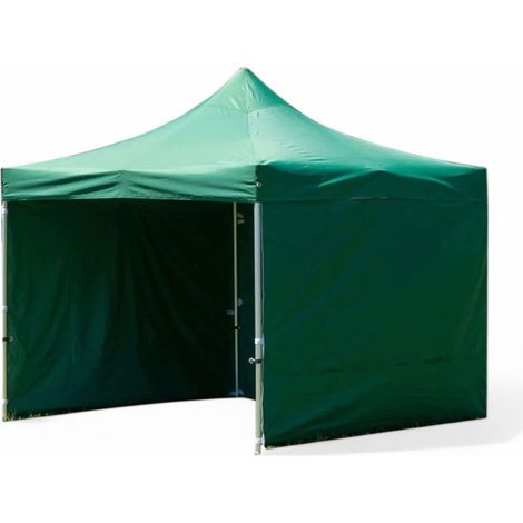 Set pareti telo e laterali in poliestere verde 3x4.5 mt per gazebo (1/2)