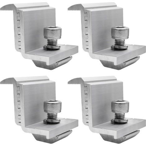 Supports de Panneau Solaire Lot de 4, Panneau Z, Fixation Panneau Solaire pour Panneau Solaire, Support de Panneau Solaire Hauteur du Module 30–50 mm (Borne d'extrémité) (1/5)